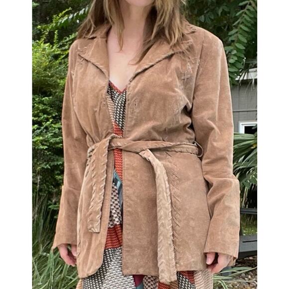 Rampage Y2K Western/Cowgirl/Boho Suede Leather Jacket with Criss-Cross Laces - Picture 1 of 11